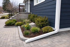 Proper downspout extension directing water away from a Toronto home as part of a spring maintenance checklist