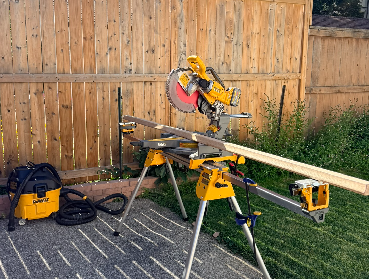 Outdoor handrail cutting and preparation setup for a Toronto installation