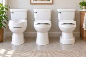 ow to make a toilet higher using a raised toilet seat, a taller toilet, or an under-toilet riser.